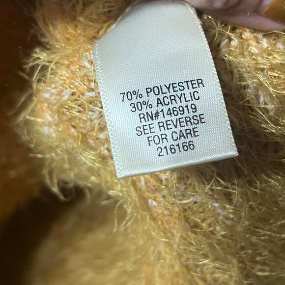 Candie's Sweater Mustard Gold Fuzzy Mock Neck Y2K Grunge Punk Cozy Comfy Mod M - Picture 5 of 6